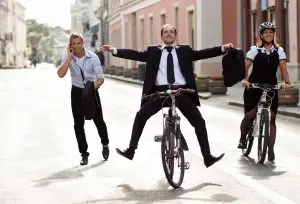 Blije fietser zakelijk